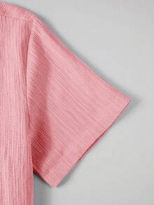 Manfinity Homme Men's Solid Color Single Button Casual/Business Short Sleeve Shirt Summer Shirts For Men - Pink - View 5