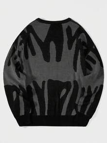 RueChic Suéter Para Hombre Con Hombros Caídos Y Estampado