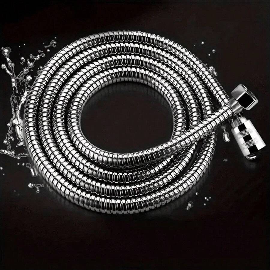 Stainless Steel Shower Hose, Anti-Burst, Applicable For Bathroom Rain Shower Heads, Reinforced Pipes, Silver, Universal G 1/2" Connection, DIY Installation Convenient, Bathroom Accessory Home Bathroom Decor Fall Decor Bathroom Accessories