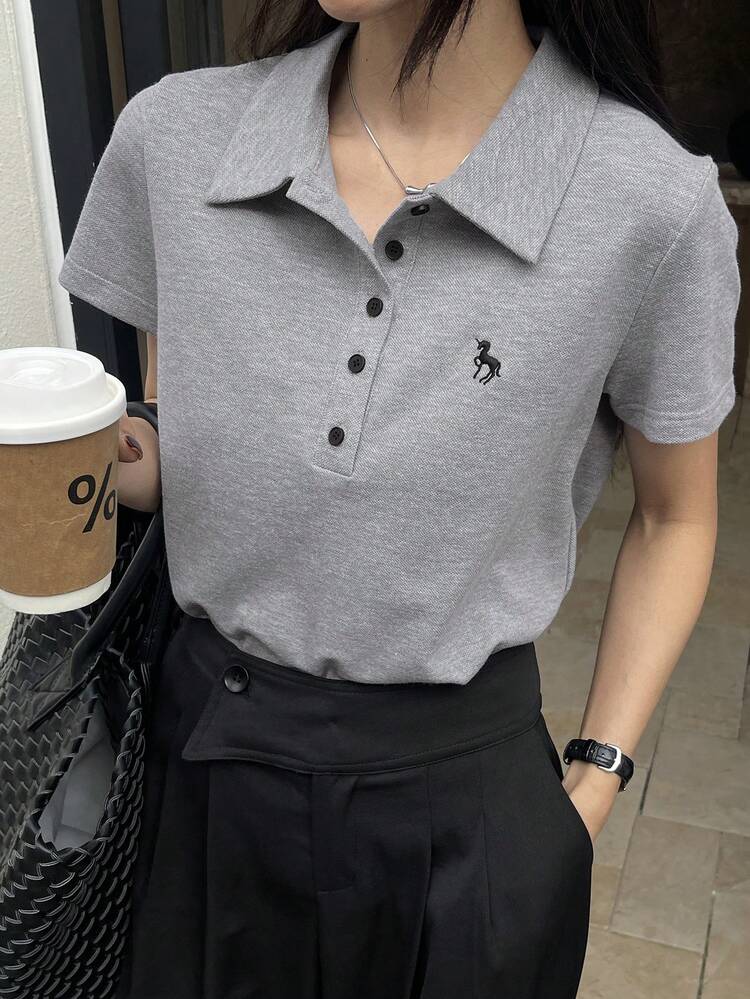 Women Simple Fashion Casual Short Sleeve T-Shirt, For Daily Wear,Back To School Clothes