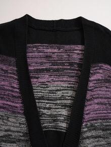 Rusticease Áo len cardigan sọc nhuộm loang màu cỡ lớn cho kỳ nghỉ mùa đông - Nhiều màu - Xem 4