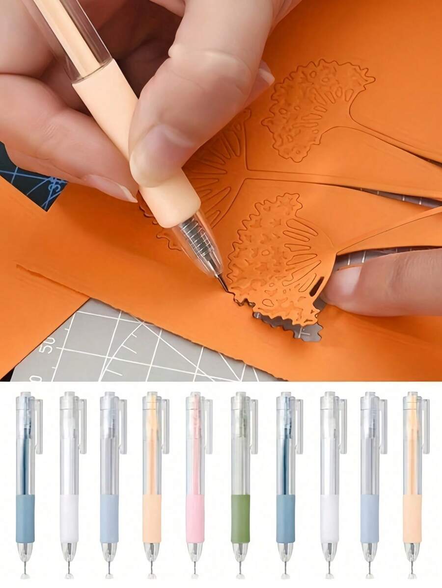 3pcs Multi-Color Retractable Craft Knife Pens - Easy Press-To-Extend Blade, PP Material - Perfect For Paper Cutting, Card Making & Unboxing - Sleek Design With Transparent Body, Small Paper Cutter,Random Color And Style - Multicolor - View 1