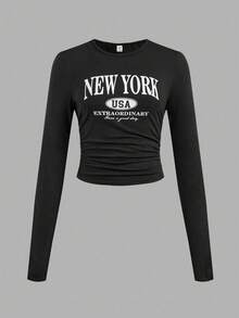 SHEIN Girlism Bộ 3 áo thun tay dài cổ tròn màu trơn cho bé gái tuổi teen - Nhiều màu - Xem 7
