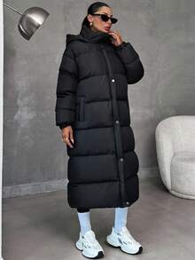 EURMUSE Keeping Warm, Oversized Maxi Lenght, Hooded - Black - View 5