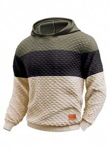 SHEIN Tween Jungen Sweatshirt im Jacquard-Kontrastdesign, erschwinglich für den ersten Schultag, kann mit Tween Jungenhemden, weißen Hosen, Tween Jungenjacken, einfarbigen T-Shirts, Cartoon-Shirts, grauen Hoodies, Tween Jungensweatshirts und Jeans kombiniert werden - Aprikosenfarben - Übersicht 3