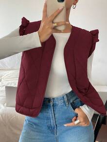 Siren Gaze Chaqueta sin mangas de unicolor casual para mujer, otoño/invierno