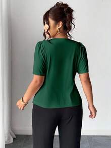 Elenzga Áo len cardigan cài nút hoa hồng thời trang cỡ lớn - Màu xanh lá cây đậm - Xem 2