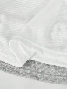 SHEIN Girlism 2pcs/Set Teen Girl Minimalist Comfortable Ruched Bandeau Bralette - Multicolor - View 5