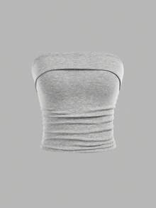 SHEIN Girlism 2pcs/Set Teen Girl Minimalist Comfortable Ruched Bandeau Bralette - Multicolor - View 7