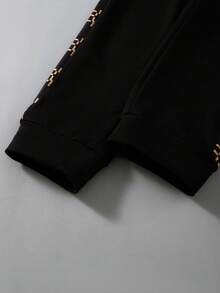 SHEIN Young Boy Bag And Letter Graphic Pullover & Sweatpants Chic Outfits For Autumn/Winter - Black - View 7