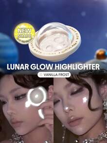 SHEGLAM Lunar Glow Highlighter-Vanilla Frost Multi-Dimensional Shine Highlighter Powder High-Shine Finish Blue-Green Reflective Sheen Multi-Use Glow Face Makeup Brand Beauty Makeup Face Paint Cosmetic For Women Girls Perfect For Winter Spring Ideal For Y2K Fancy Fashion Suitable For Birthday Gift Party Ready Best Color - Vanilla Frost - View 1