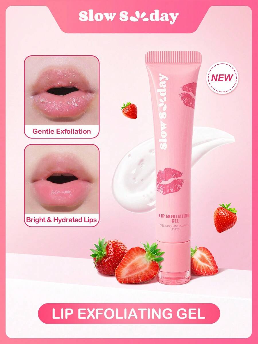 Gel tẩy tế bào chết môi Slow Sunday, hương dâu tây, dưỡng ẩm, phục hồi và tẩy tế bào chết cho da mặt, lựa chọn tuyệt vời cho đám cưới, kỳ nghỉ, bãi biển, đồ dùng cần thiết khi đi du lịch, quà tặng lễ Phục sinh, thích hợp cho chăm sóc môi mùa hè. - 02 Pink - Xem 1