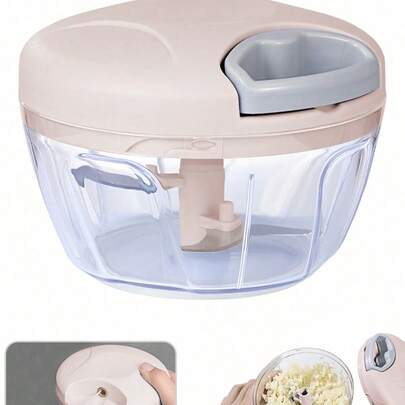 Máy xay thực phẩm cầm tay 500ml, máy thái rau củ, tỏi hành tây di động, thích hợp để thái rau củ, gừng, trái cây, các loại hạt, thảo mộc và nhiều hơn nữa (1 chiếc, màu hồng nhạt)