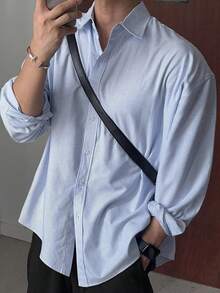 DAZY 男士通勤休闲条纹长袖衬衫，秋季