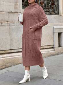 EURMUSE PLUS SIZE SPEACIAL DESIGN SWEATER DRESS - Camel - View 5