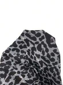EMERY ROSE Fashionable Commuter Leopard Print Gigot Sleeve Jacket - Dark Grey - View 7