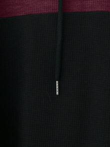 Linhara Plus Size Women's Colorblock Long Sleeve Casual Drawstring Hooded Sweatshirt, Autumn - Burgundy - View 3