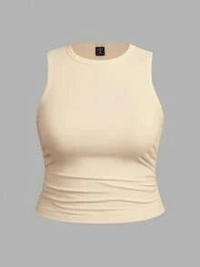SHEIN EZwear 3件套女士休闲纯色加大码圆领吊带背心，适合夏季 - 彩色 - View 3