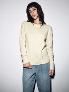 Chiquease Casual Solid Color Raglan Sleeve Sweater, Autumn/Winter - Apricot - View 5