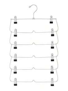 1pc 4/6-Tier Metal Skirt Pants Clips Pants Rack,Super Hanger 4/6-Tier Skirt Pants Shorts Hangers With Adjustable Clips Space Saving No Slip 12 Clips Clothing Storage Metal Skirt Rack Clothes Hangers,Multi-Function Storage Hanger - Multicolor - View 9