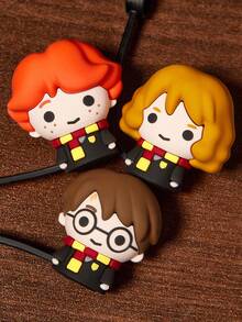 HARRY POTTER X SHEIN 1pc / 3pcs Cartoon Figure Graphic Dust-Proof Reusable Straw Cap, Suitable For Straws With A Diameter Of 8-10 Mm