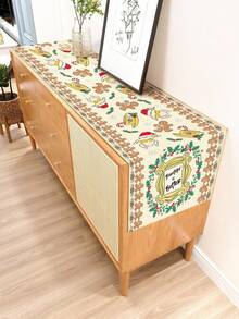 FRIENDS X SHEIN 1 pieza Camino de mesa impreso antideslizante y grueso, con diseños de Turquía, café y hombre de jengibre para fiestas, se ajusta a diferentes longitudes de mesa de 90/160/183/200cm