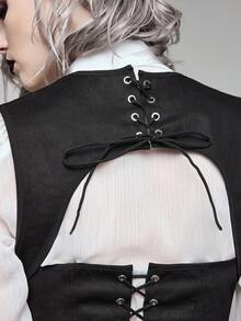 ROMWE Goth Gothic Medieval Corset Design Powerful Waist Shirt