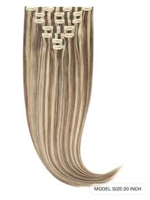 Seamless Clip Ins 7片装无缝PU夹式真人发接发片，100%真人发，14-22英寸渐变挑染金发肤色发片，110克，带夹子 - S8/60 - 查看 2