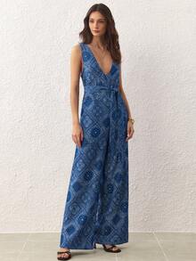 Selenza Women's Casual Intelligent Denim Bib Pants And Jumpsuit - Blue - View 3