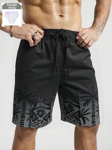 Manfinity KASUA Pantaloncini da spiaggia extra large con stampa palme e coulisse in vita, stile hawaiano