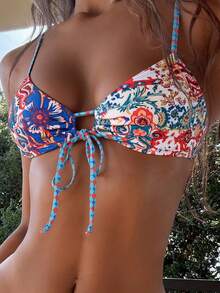 Drawstring Bust Sweet Girl Exclusive Swimwear Top - Multicolor - View 4