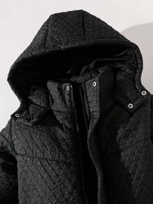 Teen Boy Letter Graphic Zip-Up Hoodie Casual Winter Jacket Fall - Black - View 5
