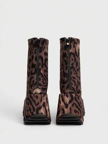 Sugerpunk Y2K 风格黑岩朋克厚底靴、厚底哥特靴、一脚蹬弹力袜靴、不对称高跟街头靴、女式踝靴和短靴 - 彩色 - 查看 3