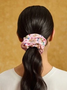 HARRY POTTER X SHEIN 2pcs/Set Fashionable & Cute Plus Size Pink & Red Every Flavour Beans Scrunchies, Elastic Hair Ties For Daily Hairstyles,Christmas