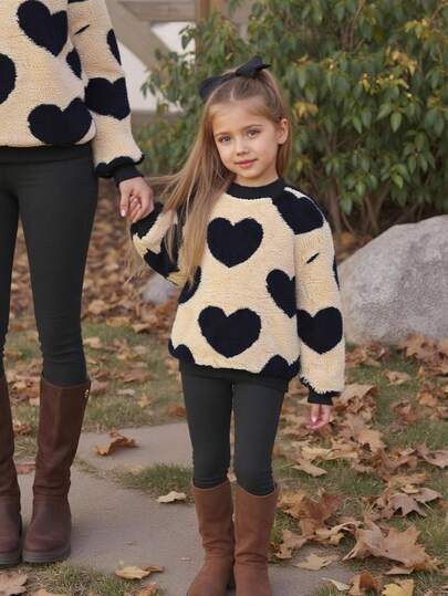 Emery Rose Kids Emery Rose Kids Sudadera con capucha de forro polar de manga larga con estampado de corazón para niñas preadolescentes, sudadera con capucha con estampado de corazón, casual, deportiva, al aire libre, elegante, tops con corazón para niñas preadolescentes, tops de forro polar para niñas, ropa de invierno para niñas, tops para niñas preadolescentes, sudadera de forro polar para niñas, ropa de otoño para niñas, ropa de invierno para niños, tops para niños, ropa de otoño para niñas