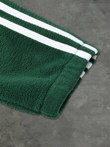 Aesthetic Post 男士时尚侧条纹羊毛夹克和裤子套装，秋冬服装 - 墨綠色 - 查看 3