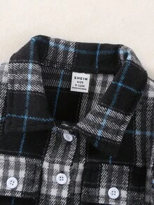 Souflis Souflis 男婴格子印花翻盖单排扣休闲上衣 - 黑色 - 查看 6