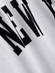 DAZY Letter Printed Short Sleeve T-Shirt - White - View 6