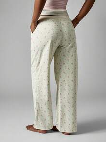 MISSGUIDED Pantalones de pijama con estampado floral y cintura con lazo rosa, cómodos para estar en casa - Multicolor - Ver 2
