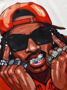 AXEPEAK 男士嘻哈印花无袖背心 - 白色 - 查看 4