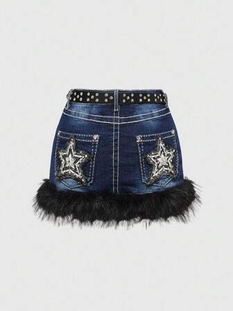 Kawaii Gonna mini a vita bassa con stampa leopardata, orlo sfilacciato e cintura, in stile vintage Y2K