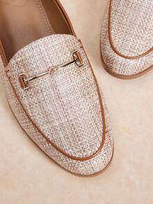 Rosivie Women's Metal Decor Casual Slip-On Loafers For Daily Commute - Brown - View 7