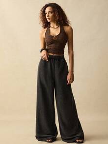 SoleilVie Halloween Women's Casual Washed Knit Washed Wide Leg Pants Sweatpants New Fall Fashion Women Halloween Costumes Back To School Pants For Y2k Women