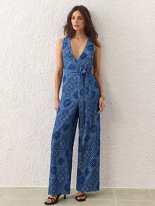 Selenza Women's Casual Intelligent Denim Bib Pants And Jumpsuit - Blue - View 6