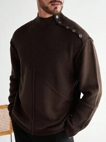 Manfinity CityGents Men's Casual Solid Color Long Sleeve Sweater, Suitable For Everyday Wear, Old Money , Fall Winter