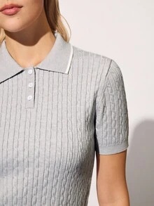 CourtClass 撞色边常规版型短袖运动 Polo 衫 女式短袖 Polo 衫 高尔夫衫 针织 Polo 衫 女式 Polo 衫 - 淺灰色 - 查看 6