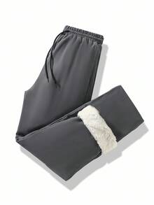 1件装男童休闲裤，带口袋和保暖内衬，适合秋冬季休闲穿着和通勤。 - 黑色 - 查看 5