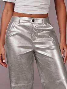 Athîral Pantaloni sport largi cu talie înaltă și buzunare argintii pentru femei