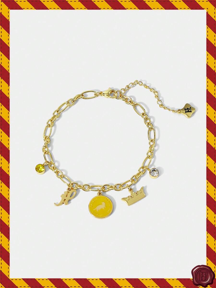 HARRY POTTER X SHEIN 动物 & 水钻 & 字母吊饰链式手链 - 金色 - 查看 1