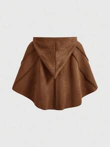 ROMWE Chaqueta con capucha y bordado de hojas en estilo Fairycore para tallas grandes - Marrón - Ver 3